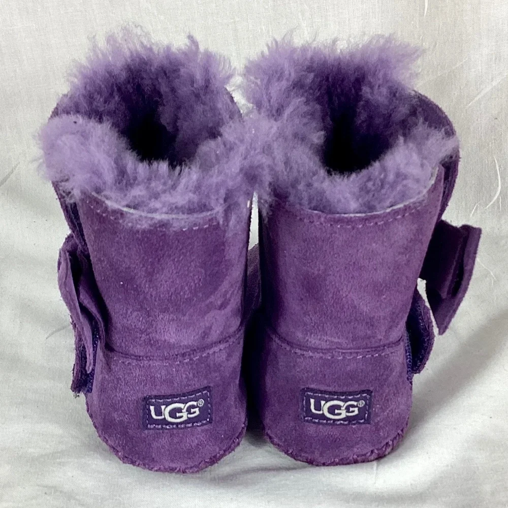 Ugg Suede Baby Toddler Hightop Boots Size 6 Faux Fur Purple